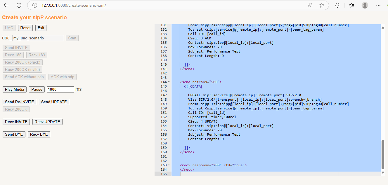 Click-to-Create SIPp XML Scenarios